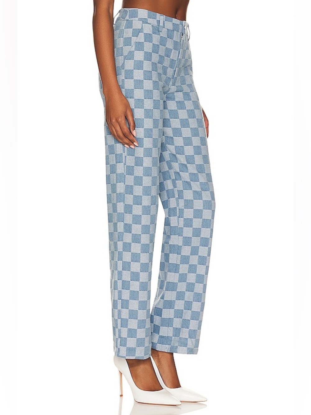 superdown Jules Checkered Jeans Blue Size XXS - Picture 3 of 13